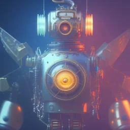 composition,portrait painting of a steampunk robot,steampunk center, ultra realistic, concept art, intricate details, eerie highly detailed, shiny, smooth, studio quality, octane render, Surrealism, Triadic colour scheme,glow-stick, ambient lighting,nightclub lighting, polaroid, 100mm, --ar 1:1 --v4