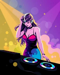 Female Dj in Multicolor Vector art picture