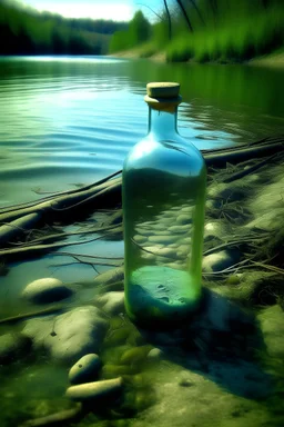 Botol ajaib hanyut dekat sungai