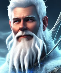 A portrait of jack frost,white and blue