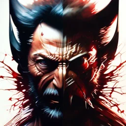 Wolverine,illustration by <agnes cecile> <Yoji Shinkawa> darkred tones, intricate detail , soft smooth lighting, soft pastel colors,