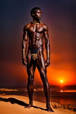 Tall handsome dark skinned african slave trader