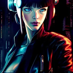 fullbody portrait in oil on canvas ,beautiful female robot, ominous, intense stare, sad eyes, post-apocalyptic in a cyberpunk city, akira bike, ghost in the shell, BladeRunner movie poster, masterpiece, realistic, intricate detail, sci-fi fantasy style, volumetric lighting, particles, highly detailed ,cinamatic , deep colours,8k, by Caravaggio