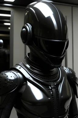 black Extra-terrestrial armor with a mirror on the head