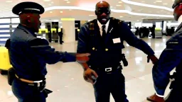 2 security officers force upset man in suit to leave airport lounge