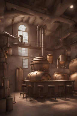 small steampunk brewery in stone haus