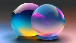 A crystal ball to look into the future, pink, dark blue, orange, yellow, aqua blue, very detailed and realistic