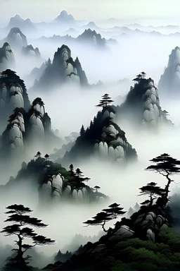 Mountain with fog, wuxia world