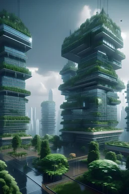 Envision a world where AI systems manage the balance between urban living and natural environments. Skyscrapers, covered house both people and ecosystems, while AI-controlled weather systems ensure optimal climate conditions.