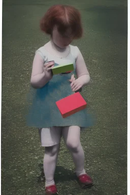 Little girl and aRubik's cube, autochrome