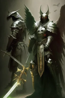 crusader holy light olive green dark medieval knight paladin crusades diablo demon slayer dark ages templar devil versus angel