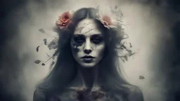 phantom woman, flower, Decay effect, mysticism, isoteric, beauty, ghost