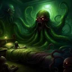 Depict the surreal horror of a fever dream. lovecraftian