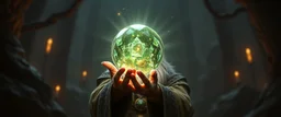 dwarven priest expert holding up a radiant Painite crystal rosette ball
