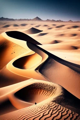 fantasy, ancient, chinese town, desert, dune, crater, sand strom