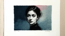 European ink print Felt needle Bromoil print woman pastel Flux Schnell