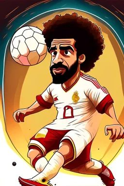 Mohamed Salah Egyptian soccer player goal on Jupiter 2ي cartoon