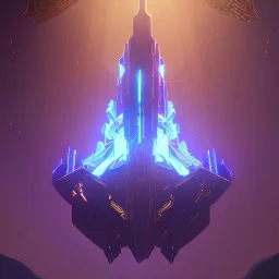 huge ornate spaceship made of brass flying through space, soothing lighting