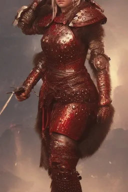 highly detailed girl viking queen, red glass armor, cinematic lighting, 4k, 8k, octane render, digital concept art, trending on artstation, pinterest, extremely detailed, ambient lighting.