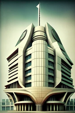 Futuristic Architecture of the building of Reserve bank of India with Indian rupee symbol