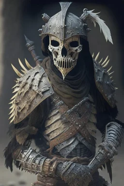 a human bandit with armor made from bone