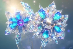 one big crystal subtle flower in a galactic ambiance, transparent petals, delicate colors, in the foreground, with a little beautiful fairy, full of details, smooth, bright sunshine，soft light atmosphere, light effect，vaporwave colorful, concept art, smooth, extremely sharp detail, finely tuned detail, ultra high definition, 8 k, unreal engine 5, ultra sharp focus