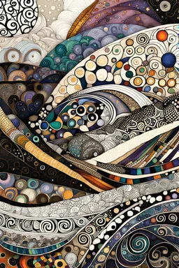 random color Zentangle patterns in the styles of Gustav Klimt ,Wassily Kandinsky, Paul Klee, and Kay Nielsen