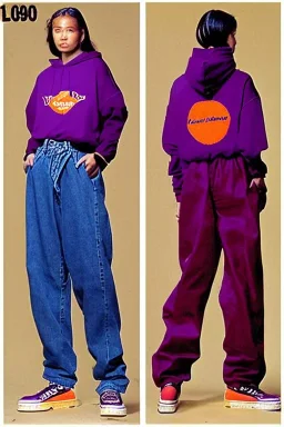 year 1998 women fashion. Loose, baggy, low waist Combat pants, t-shirt, new kind of hoodie with tippet! Colors: denim blue, blue, purple, cream, khaki, "light green", lilac, plum, orange, terracotta, red, light yellow, lion yellow, pink, dark blue, beige. Sturnus vulgaris-print. wide belt. Partly latex or leather. Kylie Minogue, Tyra Banks. leg warmer. Cargo pants and hoodie!