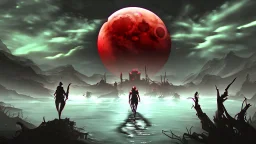 Background horror gaming red moon