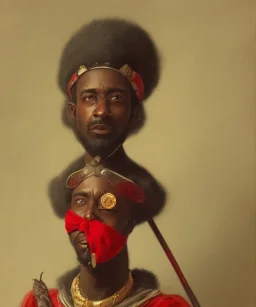 Negro Felipe, african slave, red uniform, red headband, short beard