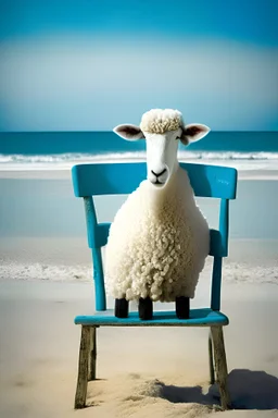 sheep on chair in beach