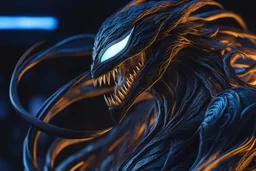 Huge symbiote in 8k solo leveling shadow drawing, exodia model, neon blue lights, Chaos sea, intricate details, highly detailed, high details, detailed portrait, masterpiece,ultra detailed, ultra quality