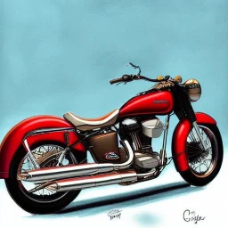 fullbody Drawing of Vintage classic style concept Motorcycle, retro design study, classic steel wheels, toned colors, art by cheryl kelley,16k