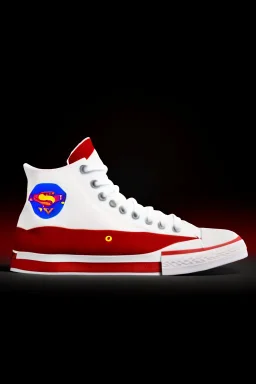 A red converse sneaker, superman all over sneaker