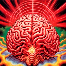 fantasy 90's tcg art of a brain in a red vortex