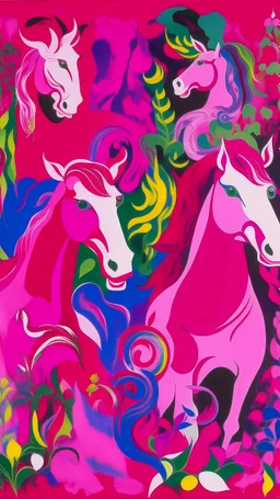 A purplish magenta unicorn dominion with enchanted masks designed in Heidrun manuscripts painted by Henri Matisse