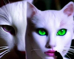 White catwoman,lije turkish van dat, goddess, trippy, eyes different colored