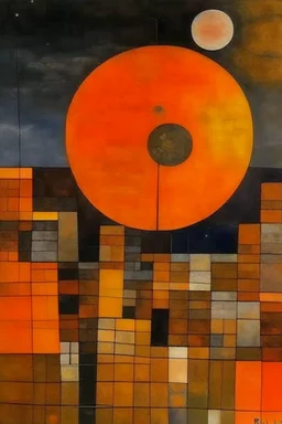 Orange moon technology painted by Paul Klee