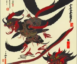 Winged tengu, ukiyo-e