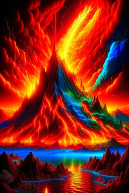 fire, lightning, wind, rain, volcanic lava, fireworks, explosions, multicolored neon lights, KISS in the art style of Boris Vallejo, oil paint on canvas, 32k UHD, hyper realistic, photorealistic, realistic, life-like, extremely detailed, extremely colorful, sharp beautiful professional quality,