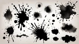 Set of black ink style stains brushes and textures