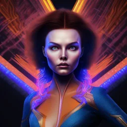 Dark Phoenix, X-Men , Jean Gray. hyperfantastic,hyperscifi,unreal engine.best colours,deep purple . fire theme .blue neon smoke.cinamatic,full cinematic lights.beautiful body details,beautiful face details,8k,