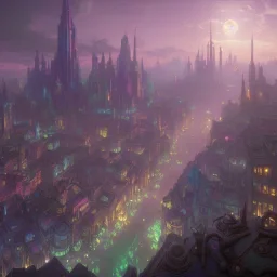 a city made of magic, cotton candy, and dreams, 8k resolution, high-quality, fine-detail, intricate, digital art, detailed matte, volumetric lighting, illustration, 3D octane render, brian froud, howard lyon, selina french, anna dittmann, annie stokes, lisa parker, greg rutowski