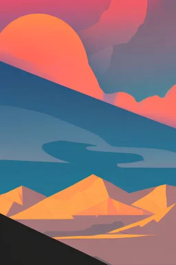 mountains and sunset drawn