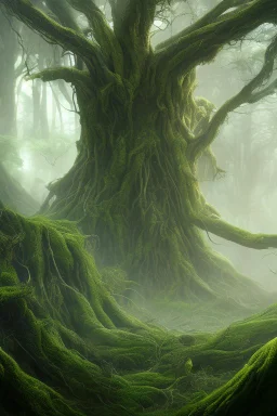 An ent from middle earth in futuristic scene with tree