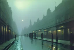 London street, style John Atkinson Grimshaw