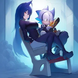 Rouge the Bat from the Sonic the hedgehog Games, sitting in a chair
