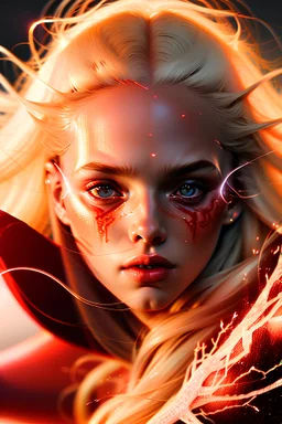 Portrait of {Scarlet Witch} with {Blonde} hair and with cute face, {Water and fire}, perfect composition, hyperrealistic, super detailed, 8k, high quality, trending art, trending on artstation, sharp focus, studio photo, intricate details, highly detailed, by greg rutkowski