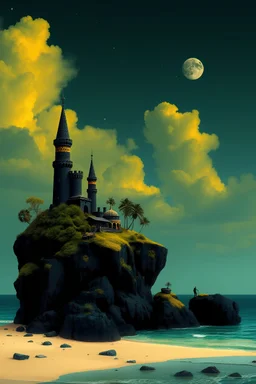 Fantasy black and yellow color island