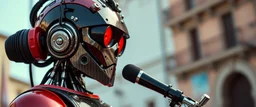full figure hi tech colombian mafia rasta robot on sicilia